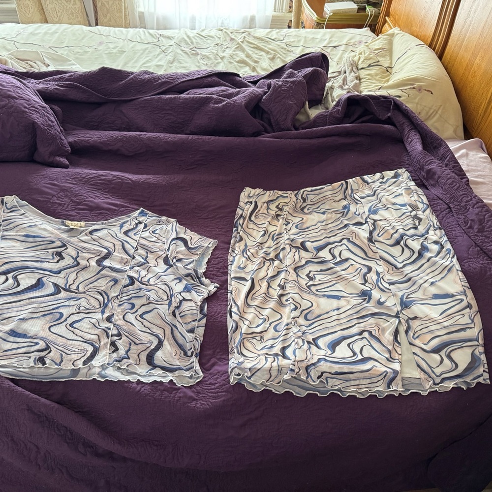 Torrid Blue and White Marble Dress Set